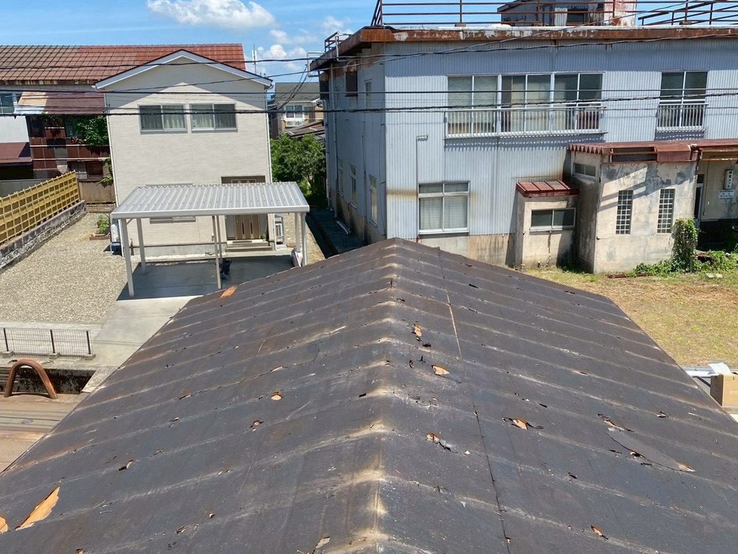 見附市 N様 屋根工事（車庫屋根張り替え工事） 施工中（1）